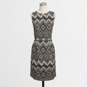 JCREW Diamond Print Basketweave Dress Women’s Size 4 Black Cream Office Workwear
